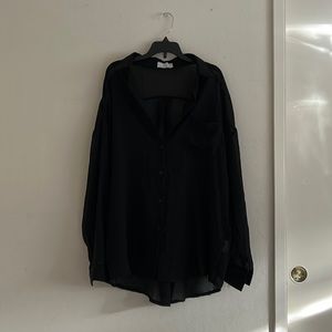 Oak+Fort Linen Black Button Up Oversized Size Small